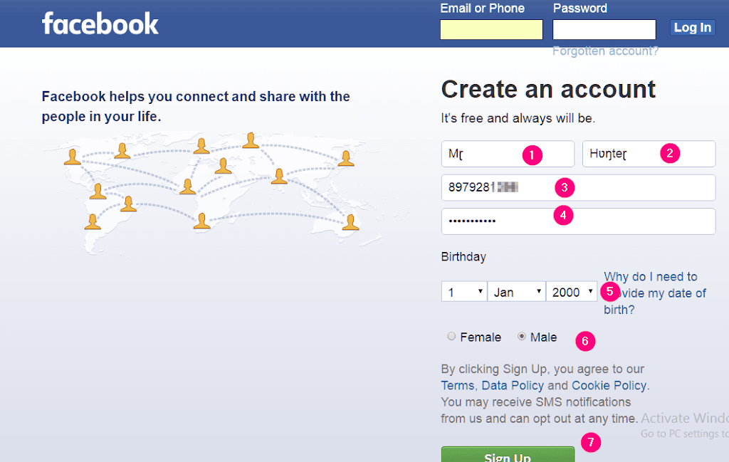 create facebook account